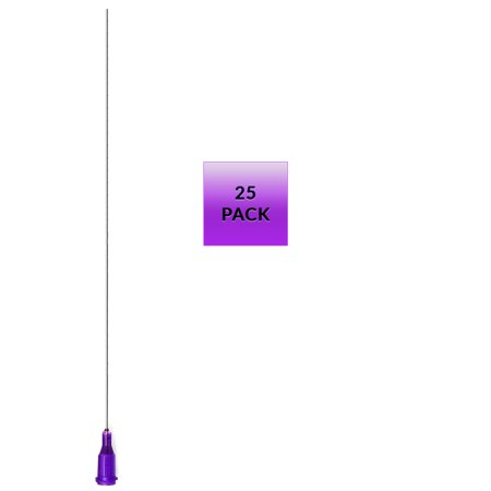 25 Pack of Blunt Tip Lure Lock Dispensing Fill, Industrial/Arts and Crafts Needles, 21 Gauge - Purple, 5" / 12.7cm