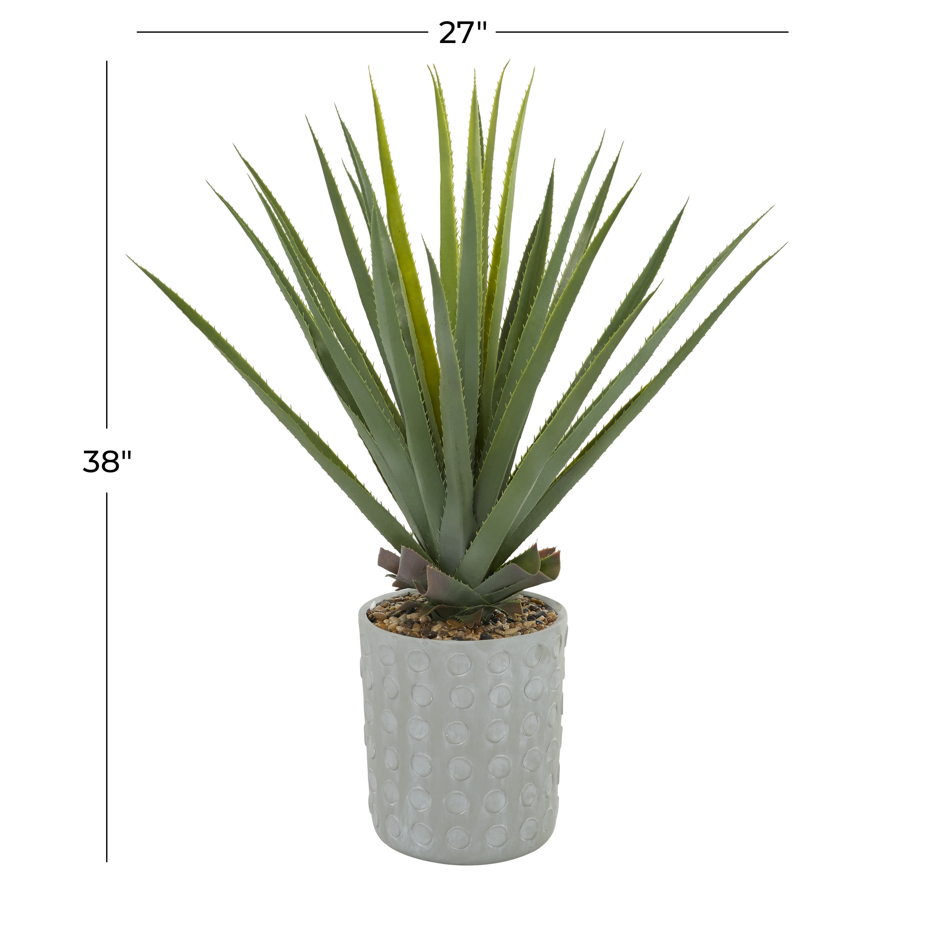 DecMode 38" Artificial Agave Plant in Realistic Leaves and Gray Ceramic Pot