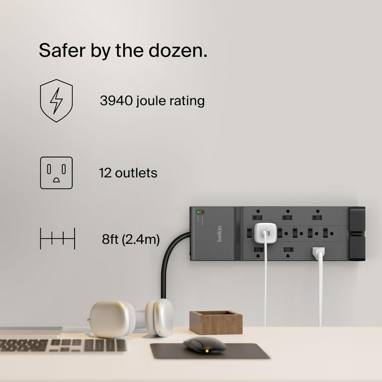 Professional Series SurgeMaster Surge Protector, 12 AC Outlets, 8 ft Cord, 3,780 J, Dark Gray Professional Series SurgeMaster Surge Protector, 12 AC Outlets, 8 ft Cord, 3,780 J, Dark Gray