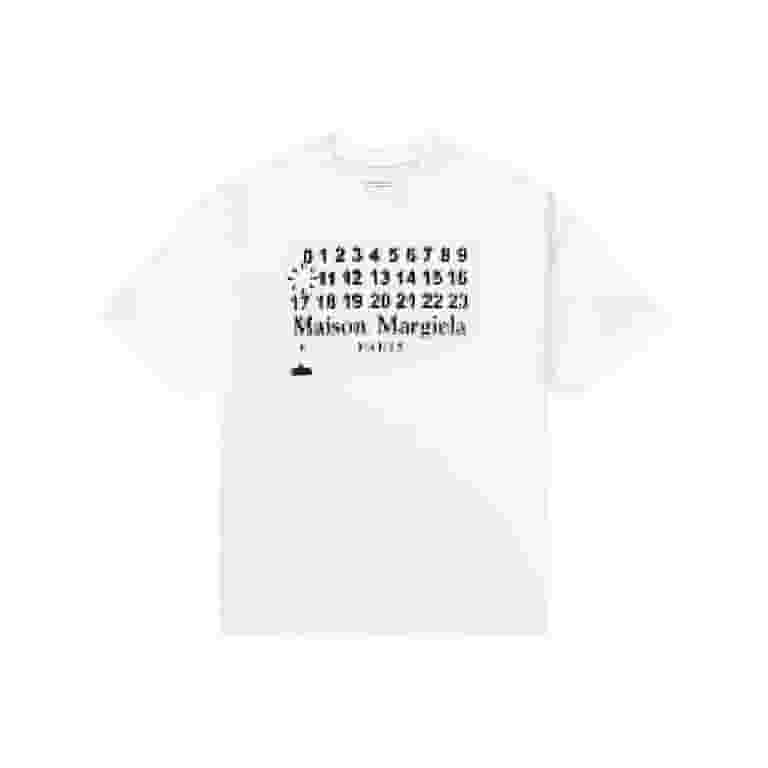 【Maison Margiela】Lettering Logo Short-Sleeve T-Shirt Men's Maison Margiela T-shirt hip hop pattern fitness short