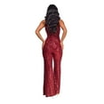 thumbnail image 5 of EliteGoogv Women Sequins Jumpsuit Sleeveless Round Neck One Piece Jumpsuit Slim Fit Wide Leg Pantsuit For Party Cocktail Nightclub Prom Event,Red,L, 5 of 7