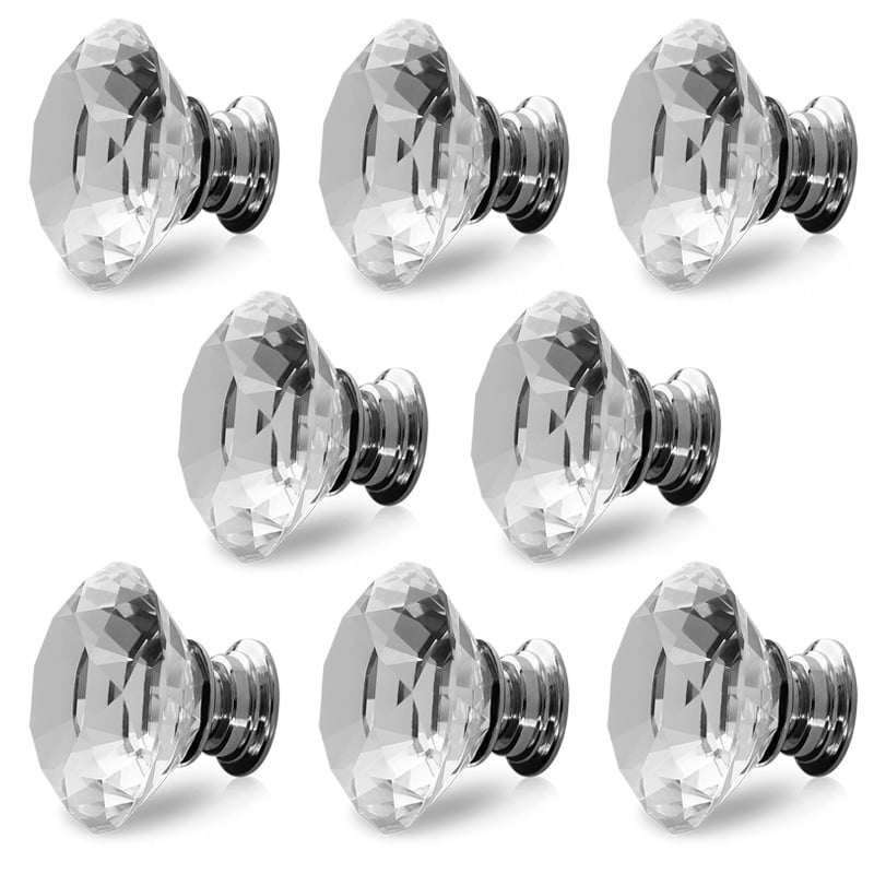 40mm Clear Crystal Glass Door Knobs Drawer Handle Cabinet  Screw HOT Beautiful 