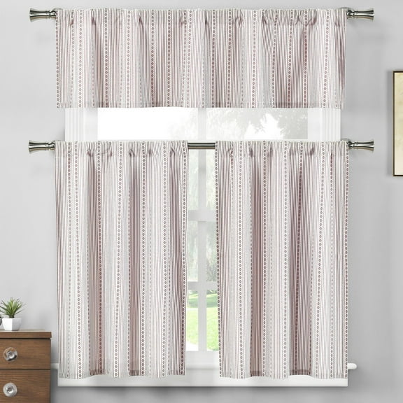 Kylie 3 Piece Kitchen Curtain Set Tiers