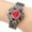 Red, variant on Gothic Floral Watch Sleek Black Dial Intricate Silver Details Edgy Retro Charm