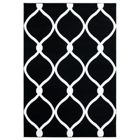 United Weavers Bristol Area Rug 2050 11570 Rodanthe Black Repeat Curves 2' 7" x 7' 4" Rectangle