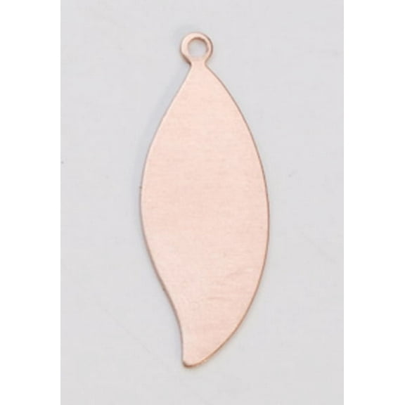 Copper Leaf with Ring, 24 Gauge, 1-1/8 by 3/8 Inch, Pack of 6