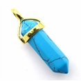 thumbnail image 1 of BRCbeads Faceted Blue Turquoise Healing Point Chakra Pendant With Gold Bezel 39x8mm 1pcs per Bag for Necklace Making, 1 of 4