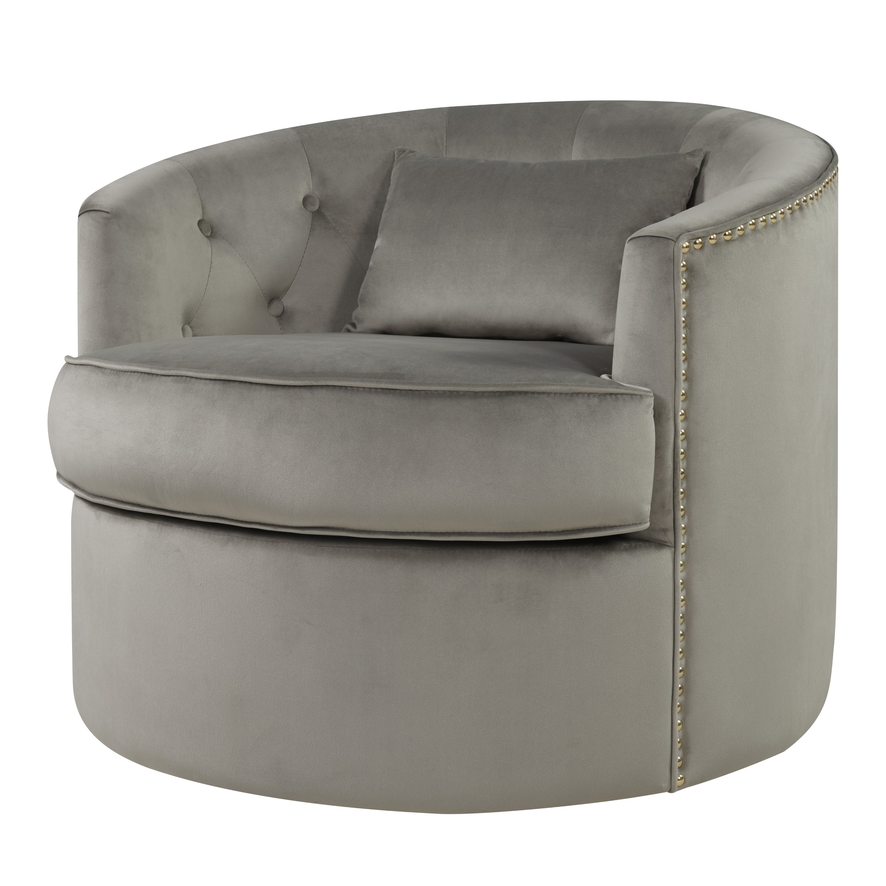 Marjorie Velvet Nailhead Tufted Swivel Accent Chair