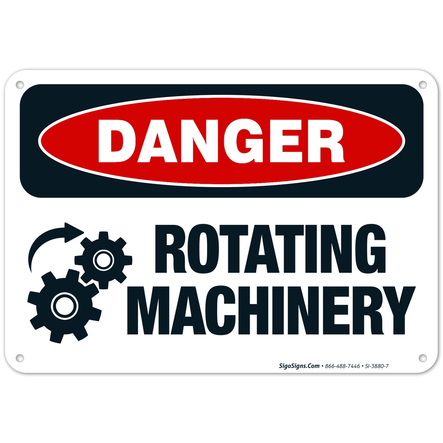 Rotating Machinery Sign, OSHA Danger Sign, 10x7 Aluminum - Walmart.com