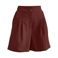thumbnail image 4 of Lroveb High Waisted Shorts for Women Womens Shorts Casual Summer 2024 Trendy Elastic Back Wide Leg With Pockets Knee Length Pleated Red, 4 of 4
