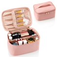 thumbnail image 1 of Bolsa de maquillaje OCHEAL, organizador de viaje, color rosa, de piel impermeable, 1 of 7