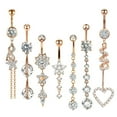 thumbnail image 1 of JUNWELL Heart-Shaped Silver Dangle Belly Button Ring  3.54”, 1 of 7