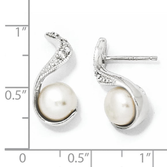 Cheryl M Argent Sterling CZ FW Culture Perle Tourbillon Post Boucles d'Oreilles QCM279