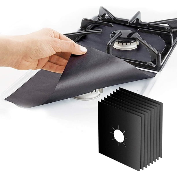 Cubiertas para quemadores de estufa - Protectores de rango de gas reutilizables, cubierta antiadherente para quemador de estufa, tamaño 10.6 "x 10.6" - Grosor doble 0.2 mm, sin BPA BANYUO Hogar