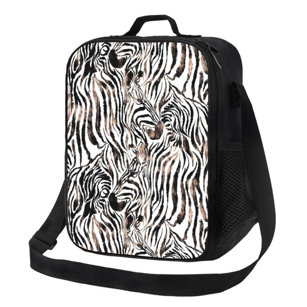 Fotbe Leopard And Zebra Lonchera Bolsa de Almuerzo para Hombres y Mujeres, Lonchera de Gran Capacidad, Bolsa de Almuerzo Reutilizable, Bolsa Térmica Aislante