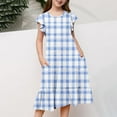 thumbnail image 5 of RXIRUCGD 2025 Vêtements d'Été pour Enfants Filles Robe Imprimée à Fleurs Manches Courtes Poches à Volants Col Rond pour Enfants, 5 of 5