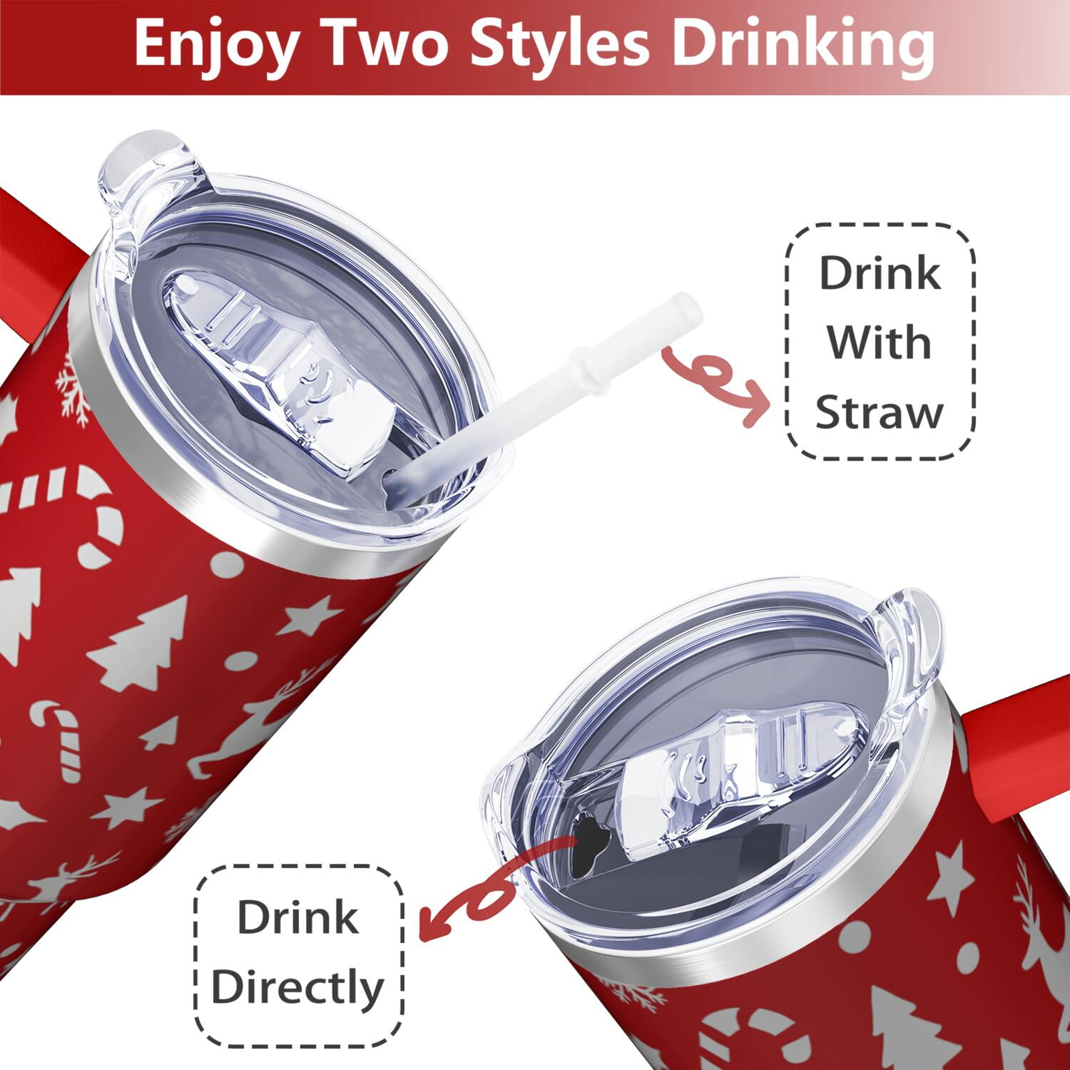 1pc 40 oz Christmas Tumbler with Lid and Straw Stainless steel Insulated tumblers Cute water bottle Travel/Gym coffee tumbler Gifts for Women/men