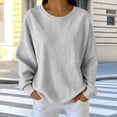 thumbnail image 5 of Women's Striped Crewneck Sweatshirt Oversized Long Sleeve Pullover Hoodless Tops Loose Casual Loungewear Gray S, 5 of 7