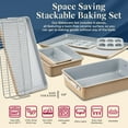thumbnail image 2 of 8-Piece Stackable Bakeware Set - Aluminized Steel with Ceramic Non-Stick Coating, Healthy Baking, Ergonomic Handles, Cooling Rack, Non-Toxic, Oven-Safe, Durable Quality, 2 of 5