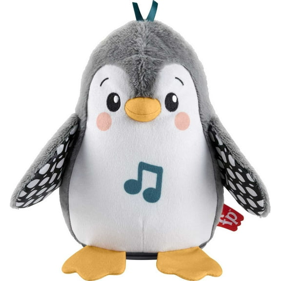 Fisher-Price Plush Tummy Time Toy, Flap & Wobble Penguin, Newborn Musical Toy for Sensory Play