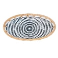 thumbnail image 2 of Woven Rattan Ceramic Storage Plate, Woven Rattan Ceramic Serving Tray Home Decoration Rustic Oval Functional  For Party For Birthday For Dining Table Ink Blue Flowers Dot, 2 of 8