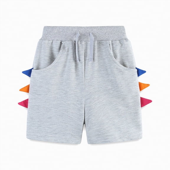 Yindaity Boys Cotton Shorts Boys Twill Shorts - Stretch Fit Flat Front Shorts for Boys, Classic Pull-On Style with Belt Loops(Light Gray,5 Years)