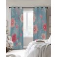 thumbnail image 4 of Pink Spring Flowers Blackout Curtains for Bedroom Living Room Darkening Curtains 54 Inch Long Blue Beige Retro Country Botanical Short Curtain for Small Window Treatment Grommet Drapes 42"x54"x2, 4 of 9