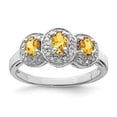 thumbnail image 3 of 925 Sterling Silver Rhodium Citrine and Diamond Ring Size 7, 3 of 5