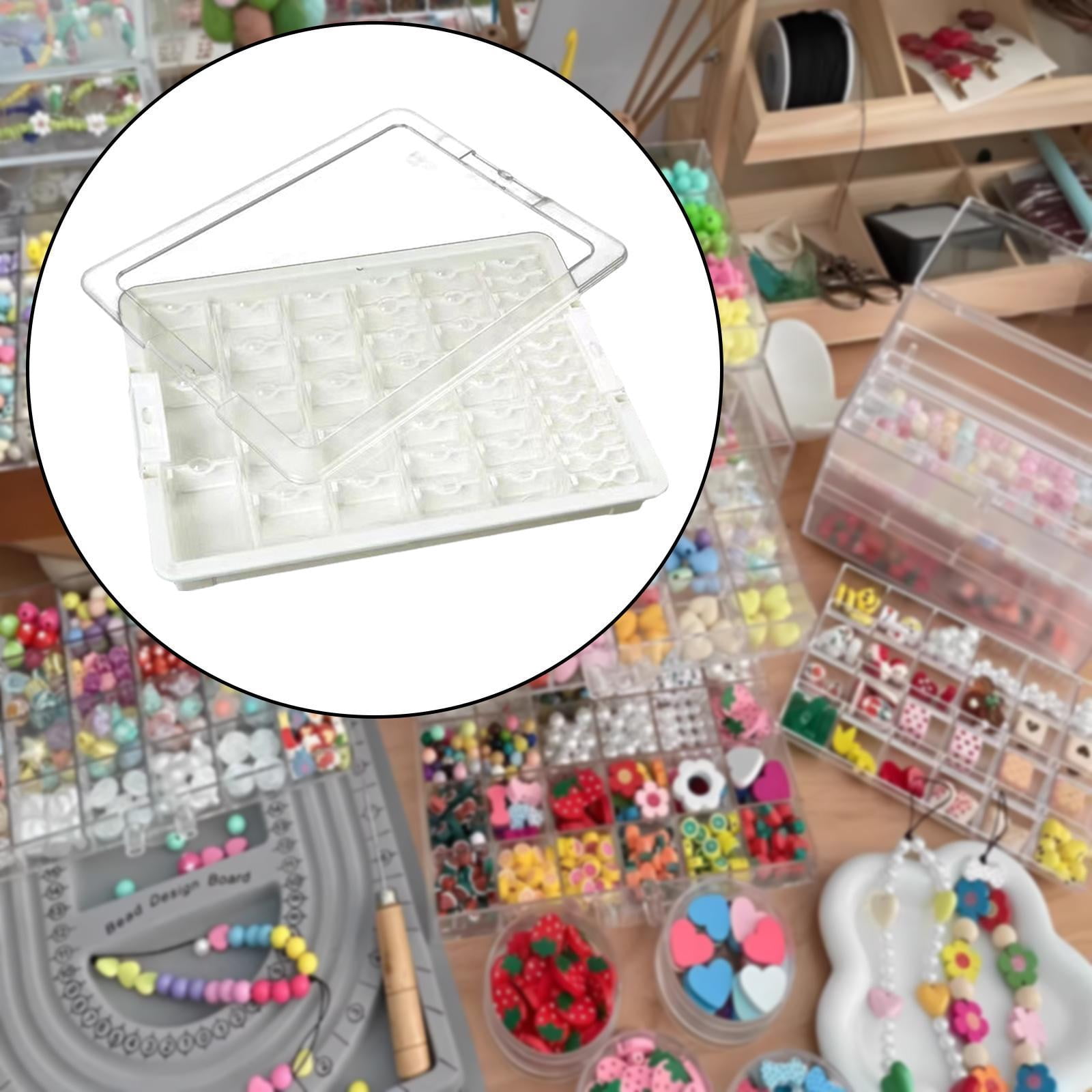 Yunhgft Bead Storage Box Bead Organizer Box with Lid Portable with Compartments Supplies 42 Grid