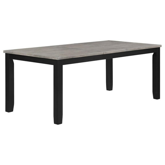 Maklaine Wood Rectangular Dining Table with Extension Leaf Gray and Black