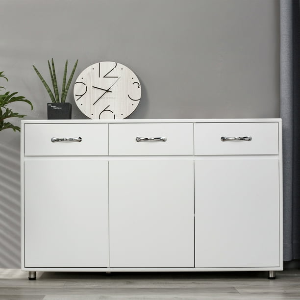 3 Doors Freestanding Kitchen Storage Cabinet 3 Storage Drawers Sofa Cabinet White Walmart Com Walmart Com