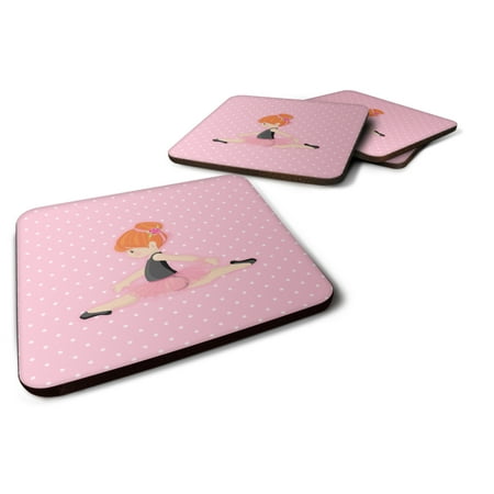 

Carolines Treasures BB5165FC Ballerina Red Head Jete Foam Coaster Set of 4 3 1/2 x 3 1/2 multicolor