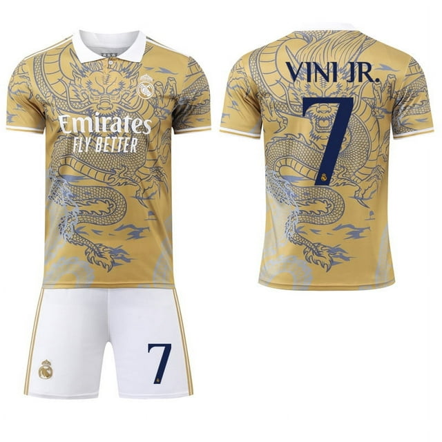 2425 Real Madrid Dragon Pattern Joint Special Edition Mbappe Football Jersey No. 7 Ronaldo Jersey Set No. 5 Bellingham 24 Real Madrid Joint No. 7 Winnie the Pooh Sockless SetL
