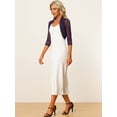 thumbnail image 3 of Semi Sheer Elegan Mangas Largas Bolero Shrug Top para Mujer Púrpura M, 3 of 4