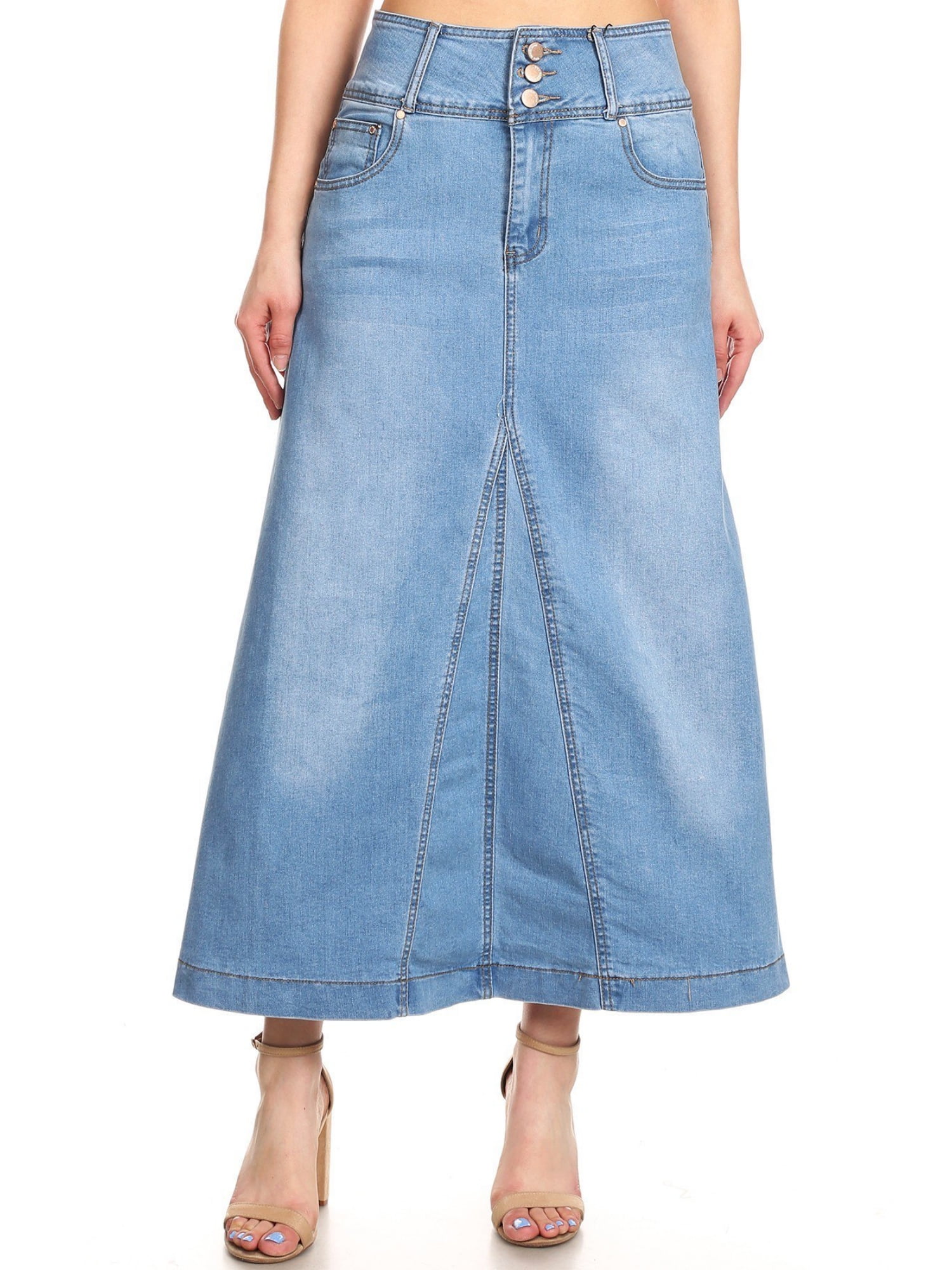 Fashion2Love Women's Plus / Juniors Size High Rise A-Line Long Jeans ...