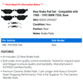 thumbnail image 2 of Rear Brake Pad Set - Compatible with 1988 - 1992 BMW 735iL Base 1989 1990 1991, 2 of 2