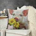 thumbnail image 2 of Square Decorative Throw Pillow Case Cushion Cover Cute Pink Pet Miniature Pig, 2 of 5