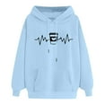 thumbnail image 5 of Womens Tops Dressy Casual Winter Loose Fit Hooded Long Sleeve Mitten- Drop Shoulder Hoody Heart Print Leisure Cotton Hoodies Sweatshirts(Sky Blue,L), 5 of 5