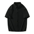 thumbnail image 2 of Playera Elvqul de Hombre sin Estampado Negro Manga Corta Mayor con Solapa Abotonada, 2 of 4