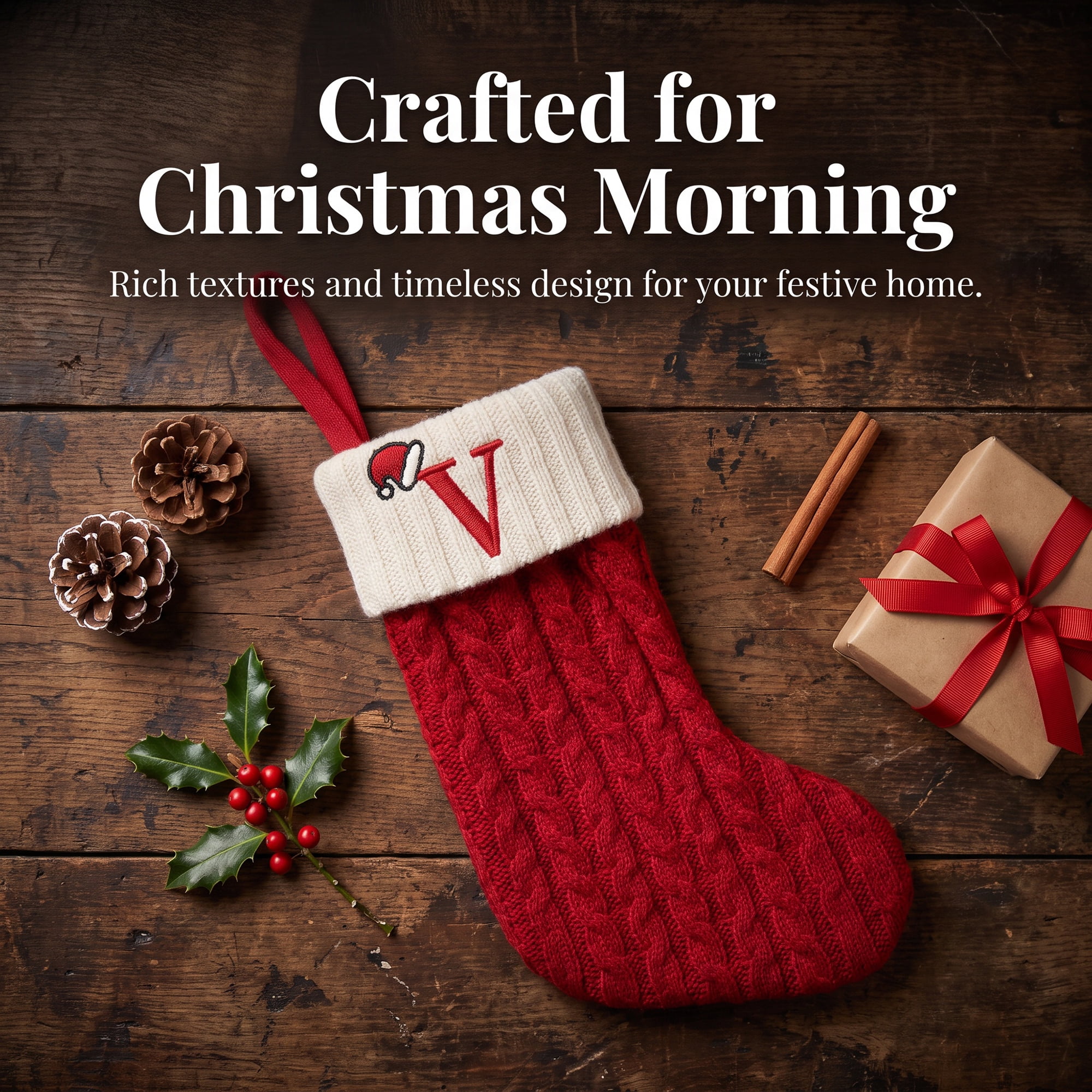 Unique Bargains Cartoon Christmas Luxury Grand Hearth Accent Stocking Letter V 8"