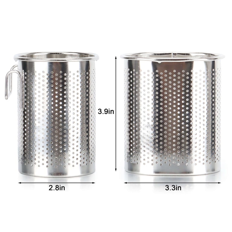 Uxcell Stainless Steel Kitchen Utensil Holder – 3-Compartment Cylinder Caddy With Drain Holes (Silver, 15.2" L)