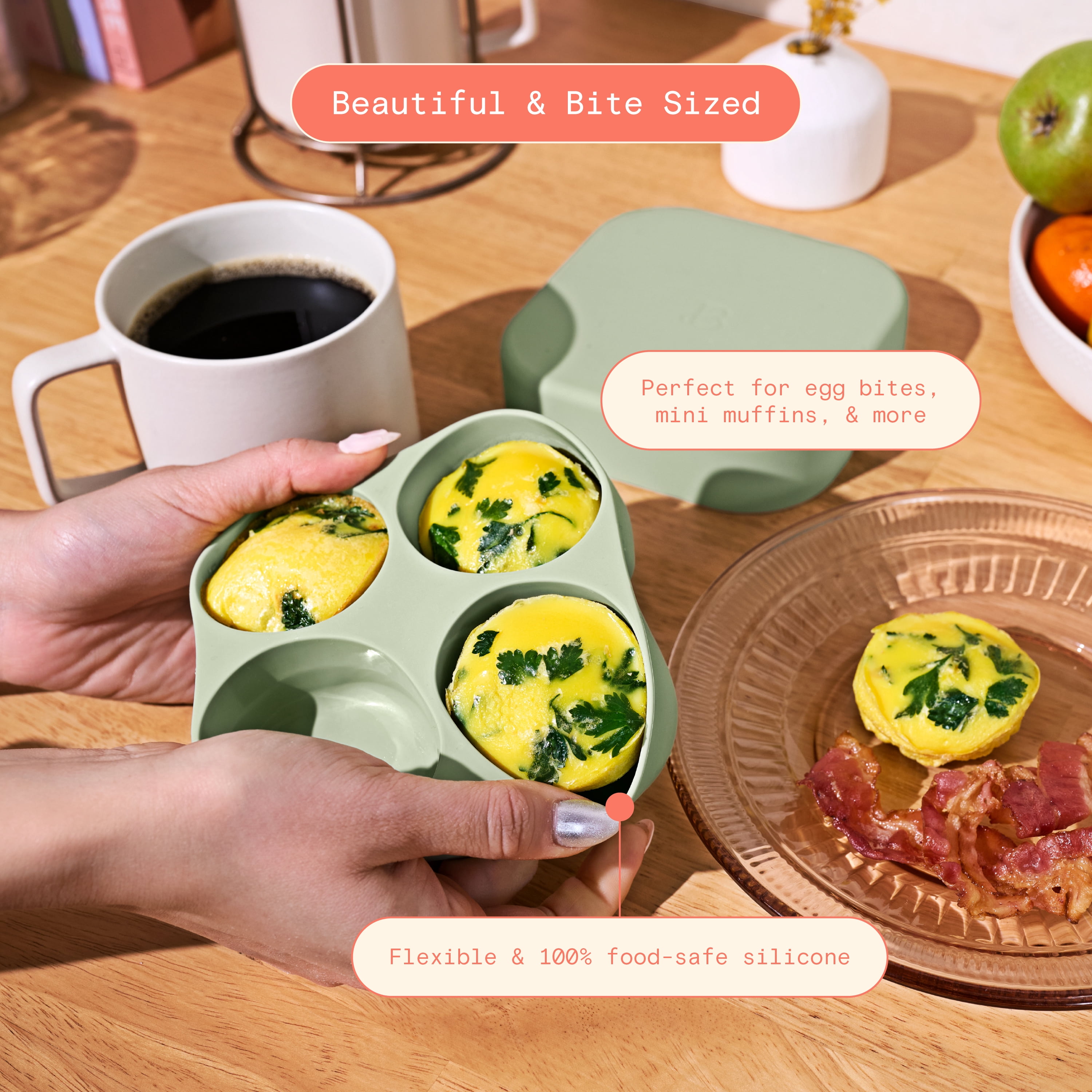 Beautiful Silicone Egg Bites Mold, Sage Green by Drew Barrymore