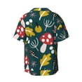 thumbnail image 2 of KLL Cartoon Leaf Mushroom Red Print Men's Shirt Short Sleeve Button Down Summer Cuba Beach Shirts- XX-Large, 2 of 7