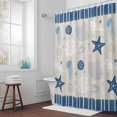 thumbnail image 3 of Ocean Striped Bathroom Shower Curtain, Navy Blue Starfish Shell Jellyfish Coral Conch Waterproof Washable Soft Bath Curtain for Bathtub Decor with 12 Hooks&Grommet, 36x72 Inch, 3 of 9