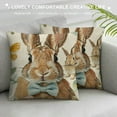 thumbnail image 3 of Qinduosi Happy Easter Bunny Decorative Throw Pillow Covers Set of hello Rabbit Flowers Porch Patio Outdoor Pillowcase, Plaid Check Polka Dot Farmhouse Cushion Case Home Decor, 3 of 5