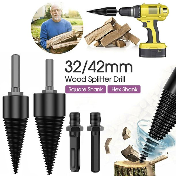 Keyohome Wood Splitter Drill Bit 32/42MM Splitting Wood Cone Drill Bit