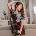 thumbnail image 3 of Sikiie Majestic Red Dragon Print Women's Short-sleeved Nightdress, Round Neck Pullover Nightdress Pajamas Summer Home Wear, 3 of 6