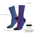 thumbnail image 4 of Xecao Leopard Neon Rainbow Gradient Pattern Sport Socks for Women and Men Crew Socks Sporty Calf Socks Casual Socks, 4 of 6