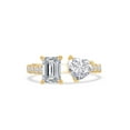 thumbnail image 2 of 1.90 Carat Emerald, Heart & Round Cut Lab Created Moissanite Adjustable Toi Et Moi Half-Eternity Engagement Ring For Women In 14K Yellow Gold Over Sterling Silver(G-H Color,VVS1 Clarity, 1.90 Cttw)-10, 2 of 7