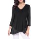 thumbnail image 1 of Blusa de malla con manga 3/4 y dobladillo asimétrico para mujer - Túnica ligera y elegante para leggings y faldas, 1 of 4